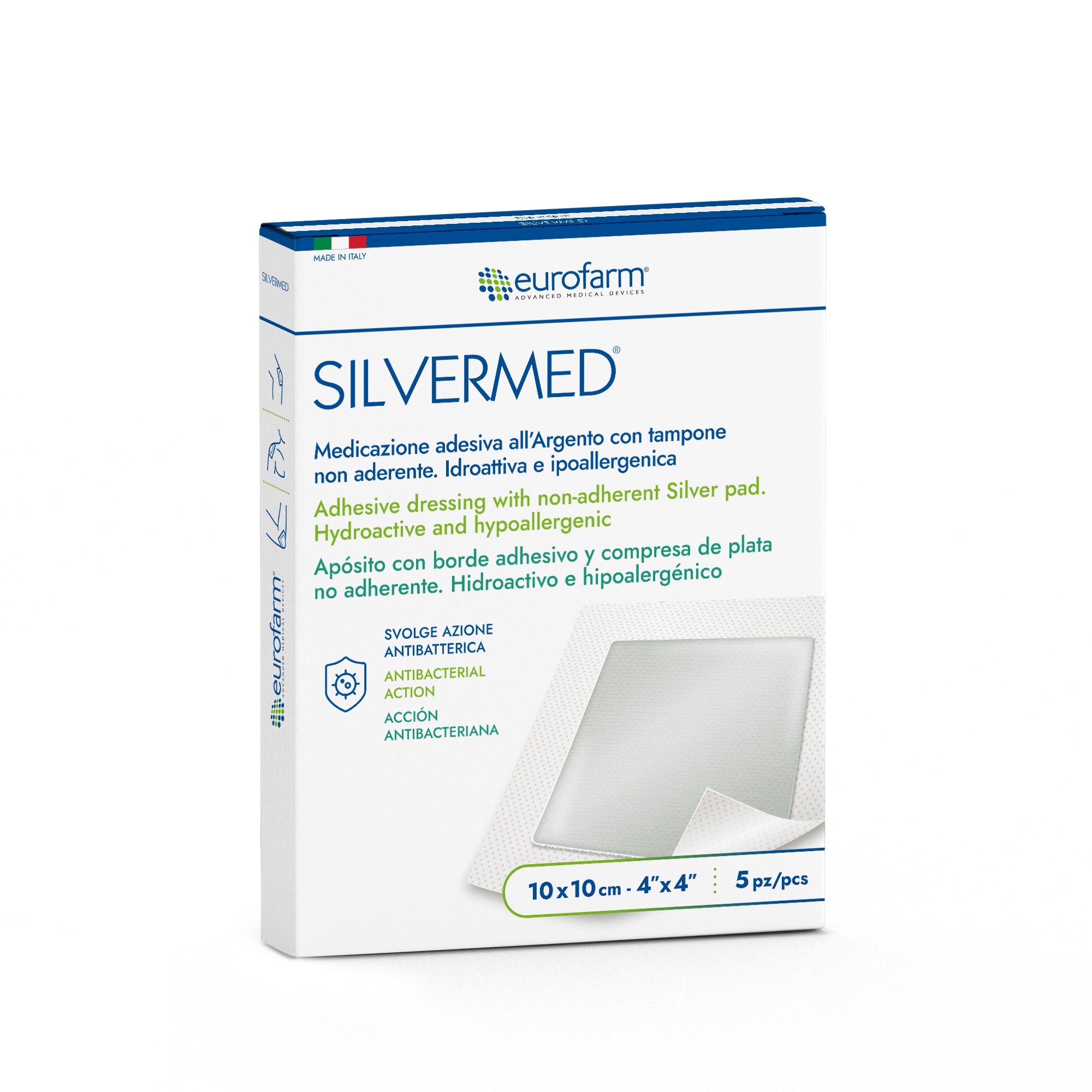 Silvermed sterilní krytí z netkané textilie s polštářkem ze stříbra s adhezivním okrajem