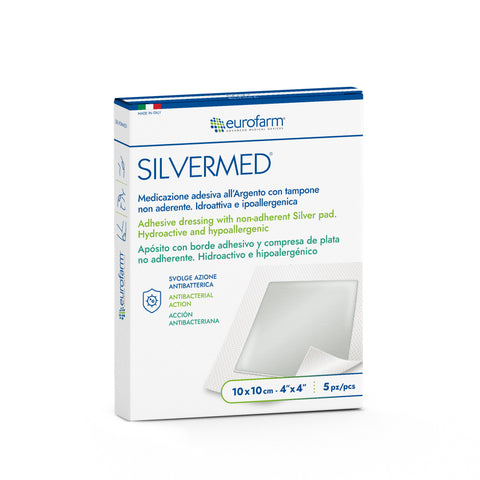 Silvermed sterilní krytí z netkané textilie s polštářkem ze stříbra s adhezivním okrajem