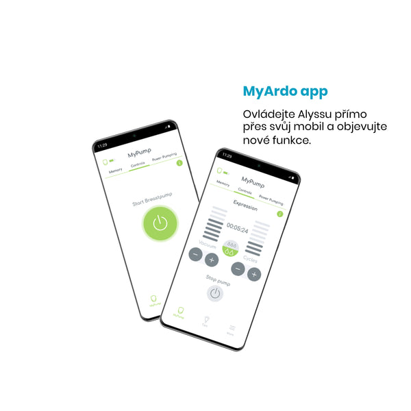 MyArdo aplikace k elektrické odsávačce Ardo Alyssa